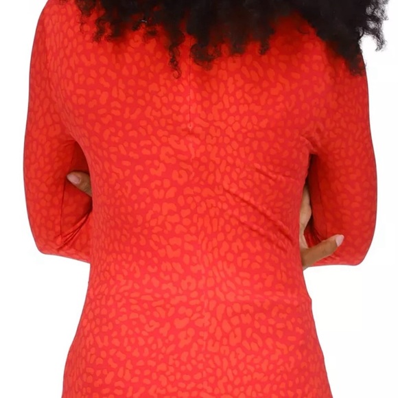 MICHAEL KORS CHEETAH PRINT LONG SLEEVE RUCHED SHIRT NWT DEEP PINK/ORANGE SIZE L - Picture 3 of 5